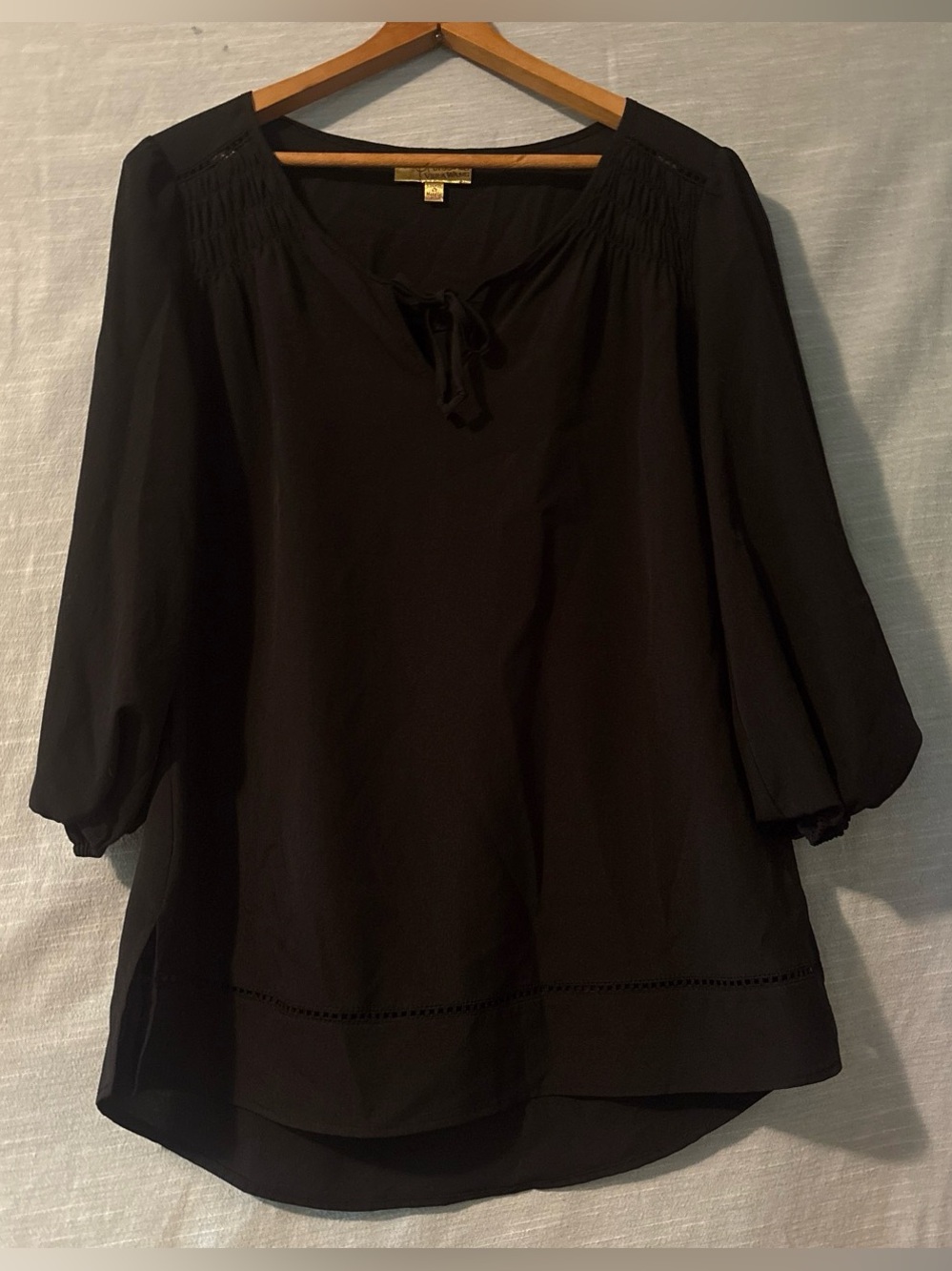 Princess Vera Wang Blouse Pullover 3/4 Sleeve V-Neck Black Women’s Sz S